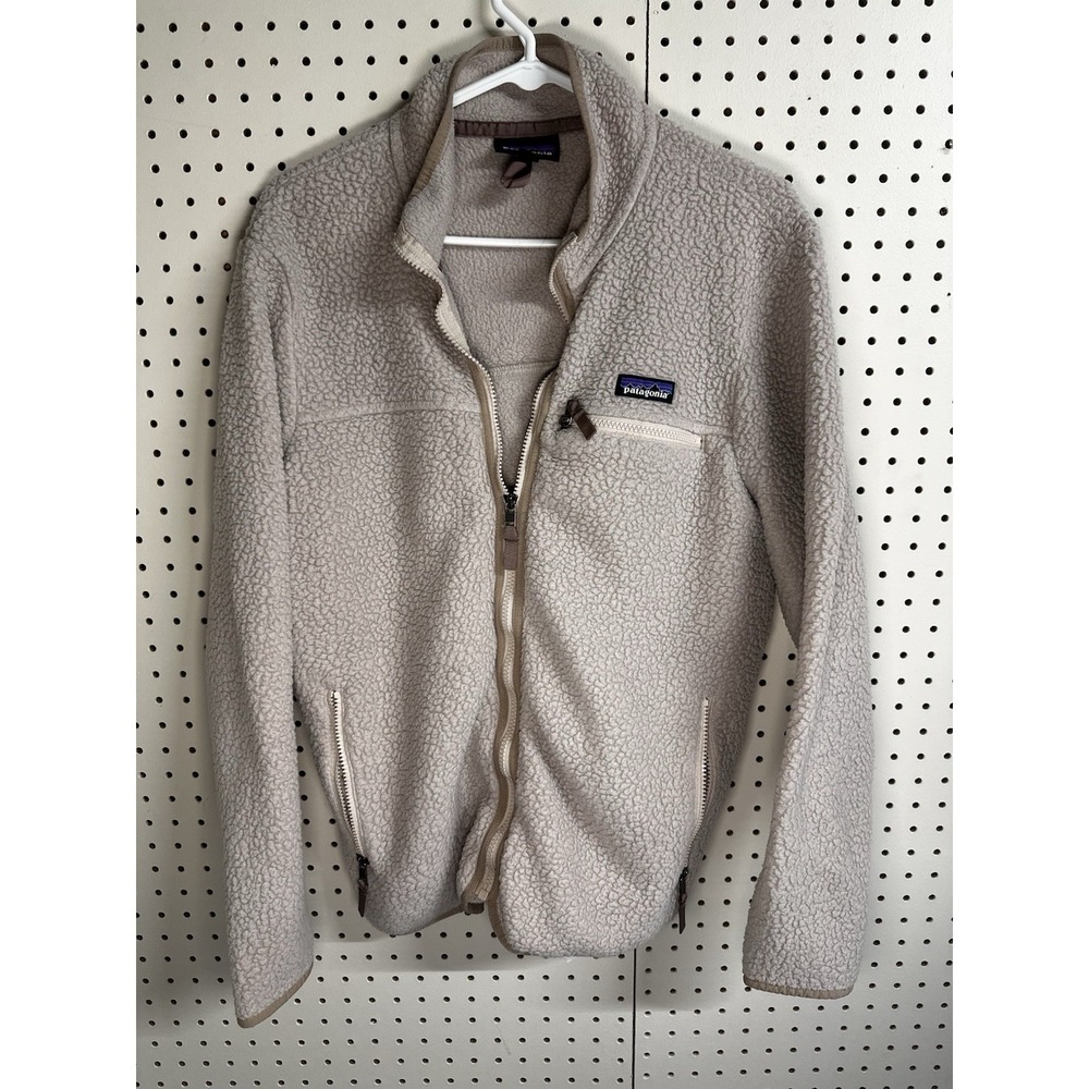 Patagonia Sherpa Jacket Womens Large Beige Fleece Long Sleeve Fleece Coat F2022 - Picture 2 of 15